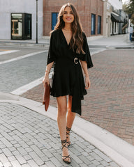 Trending Ruffle Wrap Romper - Black Oshnow