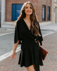 Trending Ruffle Wrap Romper - Black Oshnow