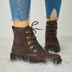 Trendy Suede Lace-Up Snow Boots Oshnow