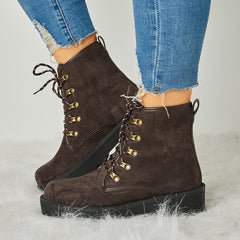 Trendy Suede Lace-Up Snow Boots Oshnow