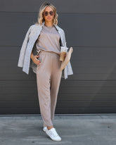 Tristan Knit Pocketed High Rise Pants - Mocha Oshnow