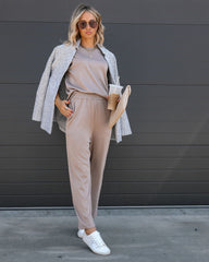 Tristan Knit Pocketed High Rise Pants - Mocha Oshnow