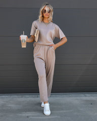 Tristan Knit Pocketed High Rise Pants - Mocha Oshnow