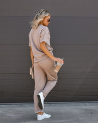 Tristan Knit Pocketed High Rise Pants - Mocha Oshnow