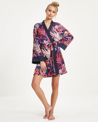 Tropics Satin Printed Kimono Robe Oshnow