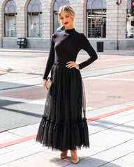 Truthfully Mine Tulle Maxi Skirt - Black Oshnow