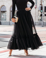 Truthfully Mine Tulle Maxi Skirt - Black Oshnow