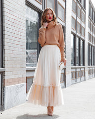 Truthfully Mine Tulle Maxi Skirt - Cream Oshnow