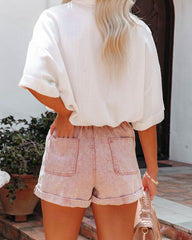 Turner High Rise Vintage Wash Denim Shorts - Dusty Rose Oshnow