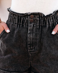 Turner High Rise Vintage Wash Denim Shorts - Faded Black Oshnow