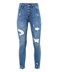 Ultimate High Rise Split Ankle Distressed Skinny Oshnow