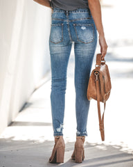 Ultimate High Rise Split Ankle Distressed Skinny Oshnow