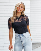 Unrequited Love Lace Bodysuit - Black Oshnow