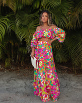 Down In Rio Cotton Printed Tiered Maxi Skirt