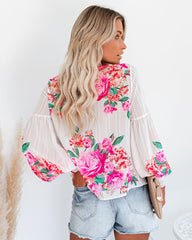 Valencia Rose Printed Blouse - Pink Multi Oshnow