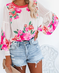 Valencia Rose Printed Blouse - Pink Multi Oshnow