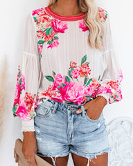 Valencia Rose Printed Blouse - Pink Multi Oshnow