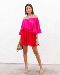 Valentina Colorblock Off The Shoulder Romper Oshnow