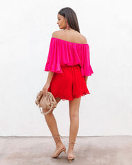 Valentina Colorblock Off The Shoulder Romper Oshnow