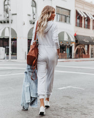 Vander Pocketed Hooded Knit Jumpsuit - Light Grey Oshnow