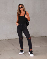 Vanessa Square Neck Bodysuit - Black Oshnow