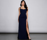 Vanya High Slit Lace Up Crepe Dress Oshnow