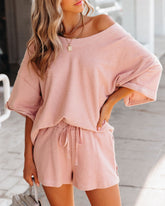 Vernon Cotton Pocketed French Terry Shorts - Peach Oshnow