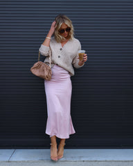 Veronique Satin Maxi Skirt - Blush Oshnow
