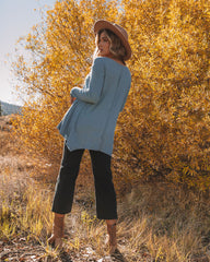 Victoria Cotton Blend Pocketed Asymm Top - Denim Blue Oshnow