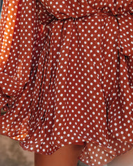 Viera Polka Dot Pleated Romper - Brown Oshnow