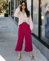 Villanueva Plisse Cropped Pants - Magenta - SALE Oshnow