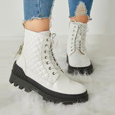 Vintage Motorcycle Mid Heel Platform Boots Oshnow