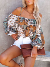 Vintage Print Off-shoulder Suspender Top Oshnow