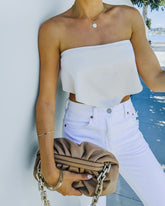 Vocals Strapless Satin Scarf Top - Light Taupe Oshnow