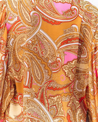 Vrinda Printed Button Down Blouse - Orange Multi Oshnow