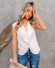 Waka Sleeveless Twist Blouse - Champagne Oshnow