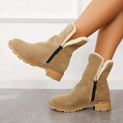 Warm Fur Lined Snow Boots Blow Heel Winter Ankle Booties Oshnow
