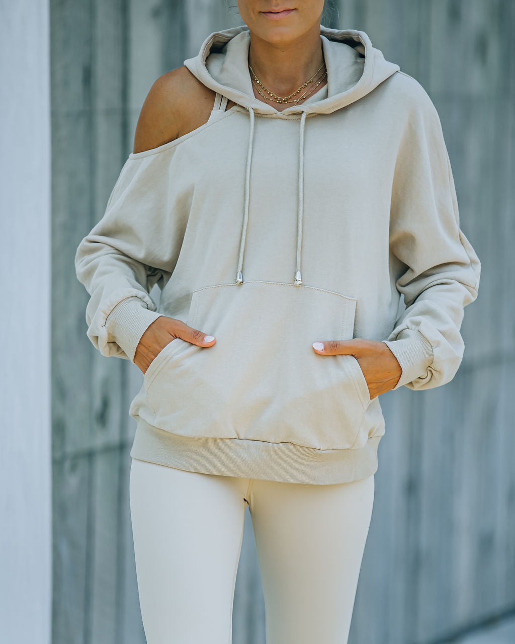 Warm Up Cotton Pocketed Cutout Hoodie Oshnow