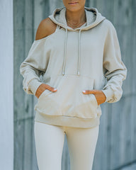Warm Up Cotton Pocketed Cutout Hoodie Oshnow