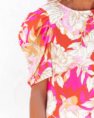 Watch Me Blossom Puff Sleeve Blouse - Pink Multi Oshnow