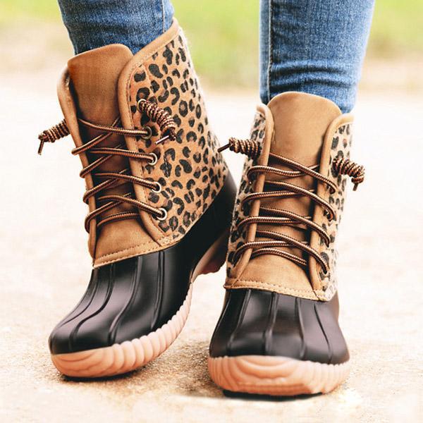 Waterproof Lace Up Duck Boots Oshnow