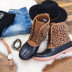 Waterproof Lace Up Duck Boots Oshnow