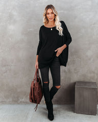 Wear It Well Long Sleeve Bamboo Knit Top - Black Oshnow