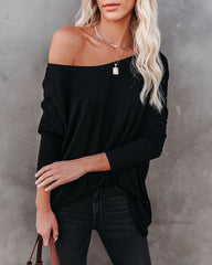 Wear It Well Long Sleeve Bamboo Knit Top - Black Oshnow