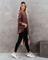 Wear It Well Long Sleeve Bamboo Knit Top - Coffee Oshnow