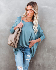 Wear It Well Long Sleeve Bamboo Knit Top - Dusty Teal Oshnow