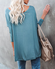 Wear It Well Long Sleeve Bamboo Knit Top - Dusty Teal Oshnow