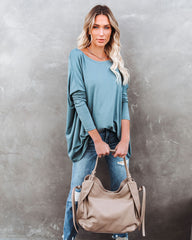 Wear It Well Long Sleeve Bamboo Knit Top - Dusty Teal Oshnow