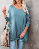 Wear It Well Long Sleeve Bamboo Knit Top - Dusty Teal Oshnow