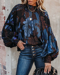 Weatherly Printed Statement Sleeve Blouse Oshnow